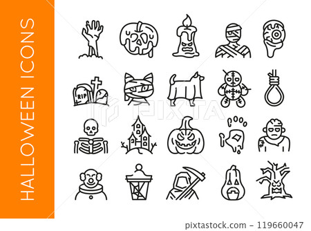 Halloween Icons Set 20 Trendy Spooky Icons Halloween Icons Set 20 Trendy Spooky Icons 119660047