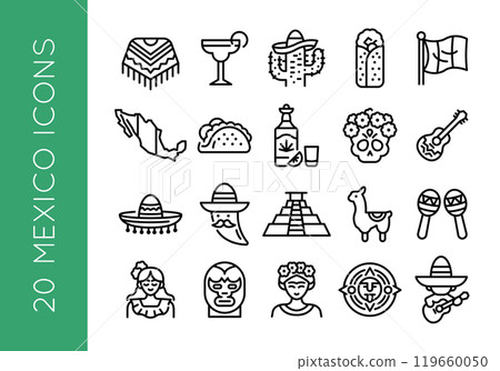 Mexico Icons Set 119660050