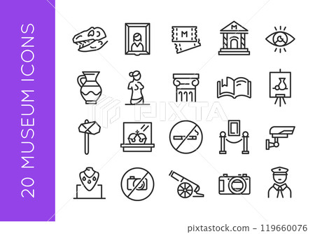 Museum, exhibition icons 119660076