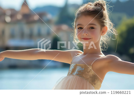 Beautiful girl dancing ballet 119660221