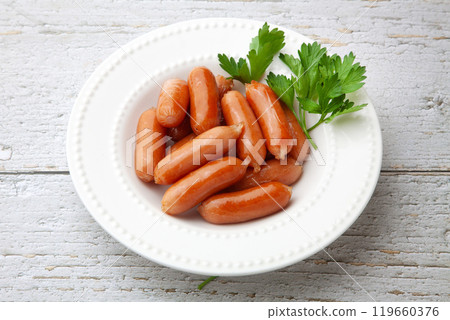 Sautéed sausage wiener sausage 119660376