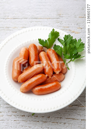 Sautéed sausage wiener sausage Sautéed sausage wiener sausage 119660377