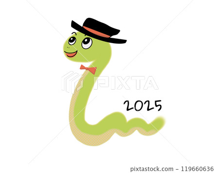 2025可愛蛇年新年賀卡素材插畫 2025可愛蛇年新年賀卡素材插畫 119660636