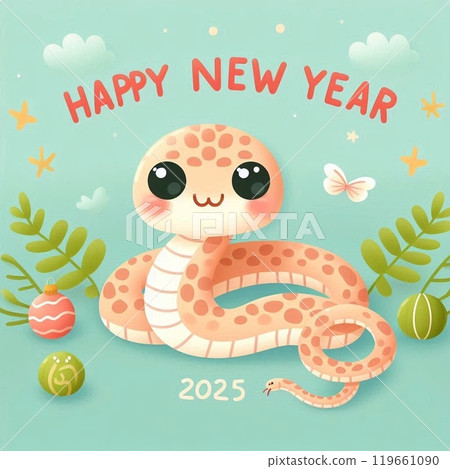 2025 snake new year card 119661090