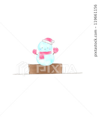 Snowman sitting on a half note 119661156