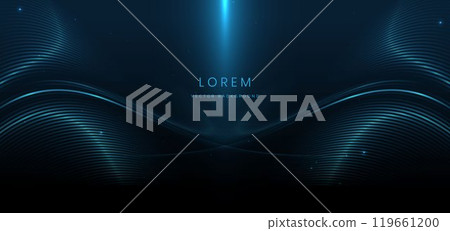 Elegant scene blue glowing line with lighting effect sparkle on blue background. Elegant scene blue glowing line with lighting effect sparkle on blue background. 119661200