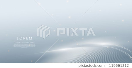 Abstract white wave lines on grey background. with lighting effect sparkle. 119661212