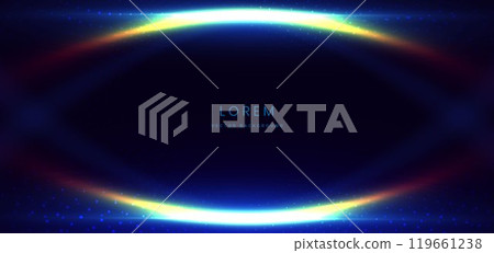 Abstract colorful curved on dark blue with lighting effect sparkle. 119661238