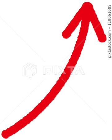 Red pen hand-drawn arrow illustration 8 rising to the right 119661685