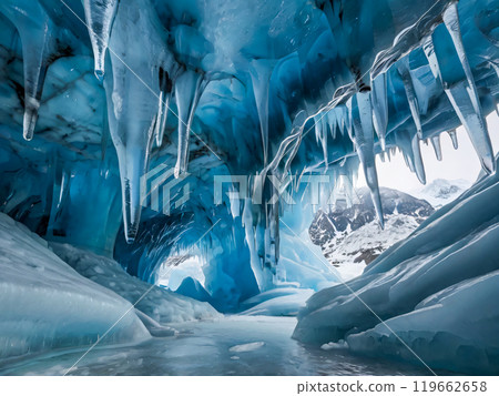 icicles in ice formation 119662658