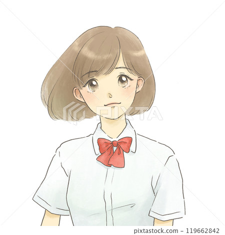 Illustration of a girl in uniform, short sleeves 119662842