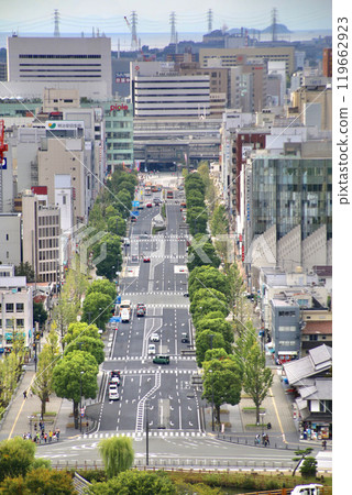 Himeji Castle, view from the castle tower, Otemae Street (Himeji City, Hyogo Prefecture) 119662923