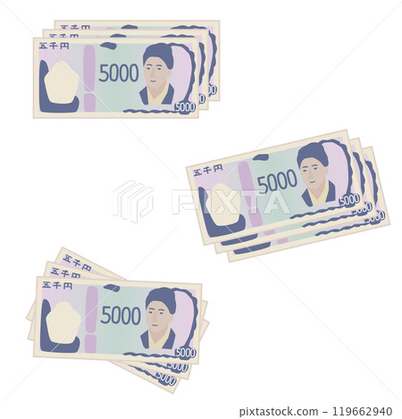 Three illustrations of the new 5,000 yen bills 119662940