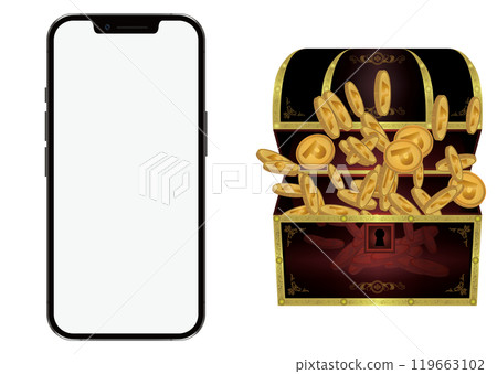 Smartphone and treasure chest Smartphone and treasure chest 119663102