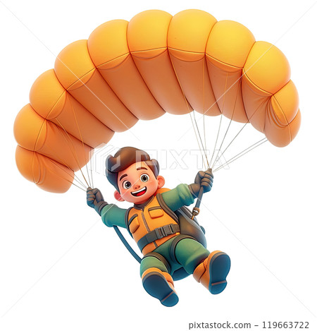 AI-generated item. 3d man jumping with a parachute on a transparent background. 119663722
