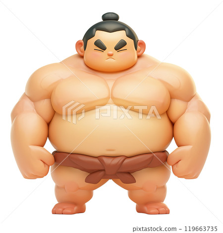 AI-generated item. 3D cartoon sumo wrestler on a transparent background. AI-generated item. 3D cartoon sumo wrestler on a transparent background. 119663735