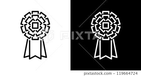 Winning flowers simple line icon set Winning flowers simple line icon set 119664724