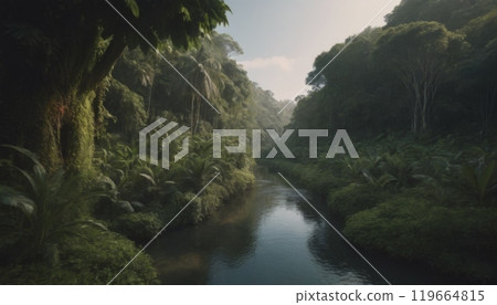 river in amazon forest beautiful landscape 119664815