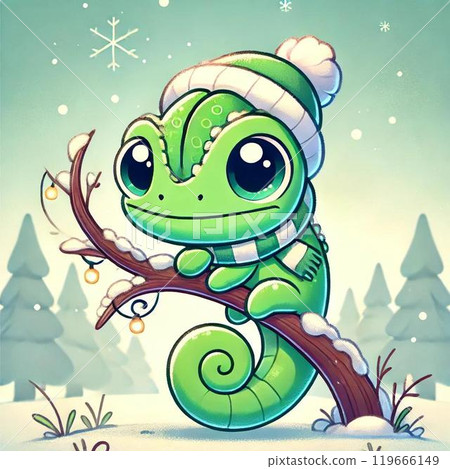 Winter chameleon illustration Winter chameleon illustration 119666149
