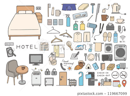 飯店設施設備手繪插畫集（彩色） 119667099