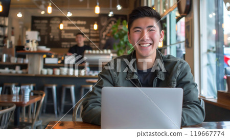 微笑著使用電腦的人 微笑著使用電腦的人 119667774