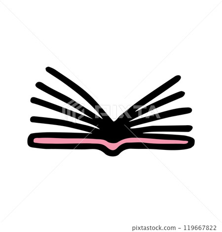 Doodle book icon handdrawn with thin line and colored with colorful blobs Doodle book icon handdrawn with thin line and colored with colorful blobs 119667822