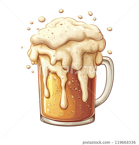 Generative ai illustration Cartoon Of a Foamy Beer Mug 119668336