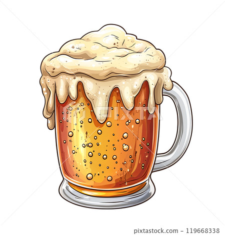 Generative ai illustration Cartoon Of a Foamy Beer Mug 119668338