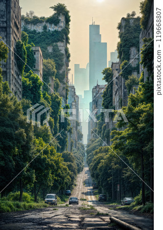 城市廢墟人工智慧生成圖像 城市廢墟人工智慧生成圖像 119668807