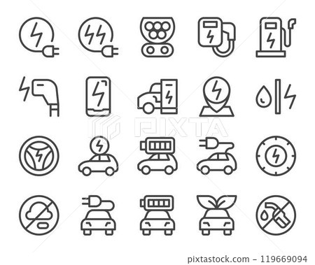 electric car,ev car line icon set 119669094
