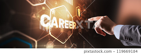 Career business on virtual screen abstract background. Mixed media Career business on virtual screen abstract background. Mixed media 119669184