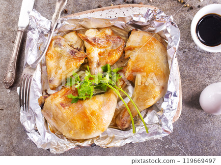 Chicken baking with spice and salt Chicken baking with spice and salt 119669497