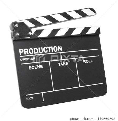 Clapper board on white background 119669798