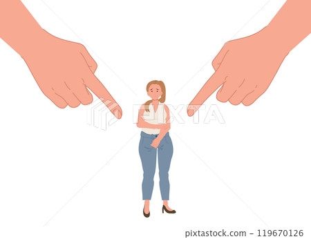 Bullying and Body Shaming. Plus Size Woman Facing Social Criticism and Body Judgments Bullying and Body Shaming. Plus Size Woman Facing Social Criticism and Body Judgments 119670126