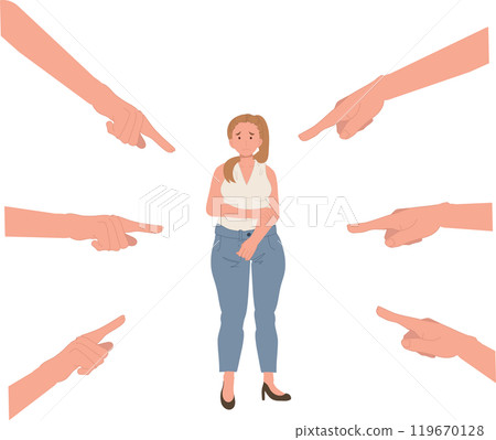 Bullying and Body Shaming. Plus Size Woman Facing Social Criticism and Body Judgments Bullying and Body Shaming. Plus Size Woman Facing Social Criticism and Body Judgments 119670128