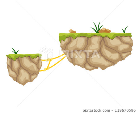 Floating island design element for a fantasy platformer game level that promises fun and excitement 119670596