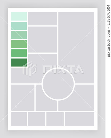 Photo collage template. Album brandboard, set portfolio images. Mood board background. Mosaic picture frame. Gallery banner. Vector illustration Photo collage template. Album brandboard, set portfolio images. Mood board background. Mosaic picture frame. Gallery banner. Vector illustration 119670604