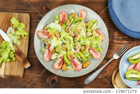 Salad from seafood, healthy and diet food. Salad from seafood, healthy and diet food. 119671279