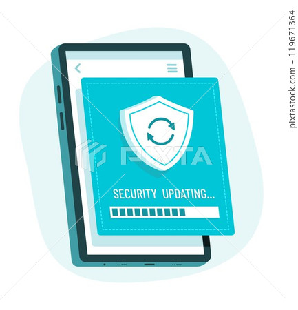 Smartphone Updating Security Data for Cyber Security Concept Illustration Smartphone Updating Security Data for Cyber Security Concept Illustration 119671364