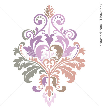 Damask graphic ornament. Floral design element. Colored vector pattern 119671537