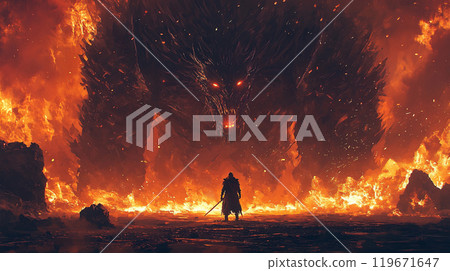 一名戰士對抗強大的敵人 一名戰士對抗強大的敵人 119671647