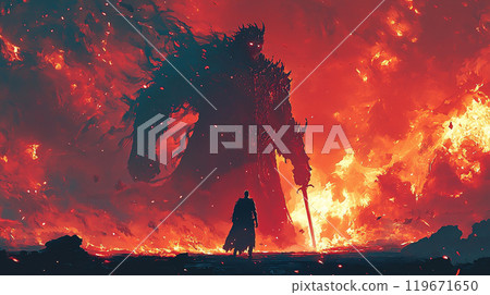 一名戰士對抗強大的敵人 一名戰士對抗強大的敵人 119671650