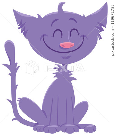 cartoon happy purple cat animal character 119671783