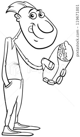 cartoon young hungry guy with burrito food object coloring page cartoon young hungry guy with burrito food object coloring page 119671801