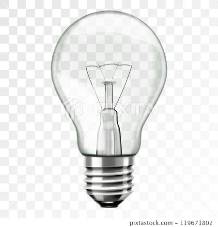 Light bulb isolated on transparent background. Turned off electric light bulb, Realistic 3D vector illustration. 119671802