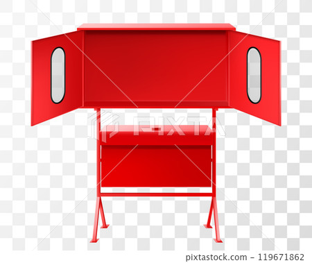 A closed-type fire-fighting equipment stand with a tipping sandbox is designed to store primary fire extinguishing equipment. The stand consists of a fire rack and a tilting sand box. Realistic vector A closed-type fire-fighting equipment stand with a tipping sandbox is designed to store primary fire extinguishing equipment. The stand consists of a fire rack and a tilting sand box. Realistic vector 119671862