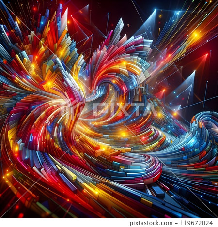 Fascinating 3D artwork featuring many geometric shapes. 119672024