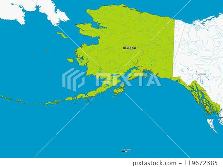 A detailed editable vector map of the U.S. state of Alaska. The map highlights state boundaries, major cities, highways, rivers, and geographic features. Ideal for design and presentations. A detailed editable vector map of the U.S. state of Alaska. The map highlights state boundaries, major cities, highways, rivers, and geographic features. Ideal for design and presentations. 119672385