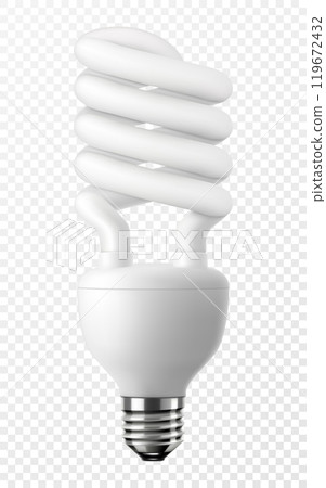 LED light emitting diode energy saving light bulb, economical lightbulb, isolated on transparent background, 3d vector realistic illustration. Energy saving and ecology themes design 119672432