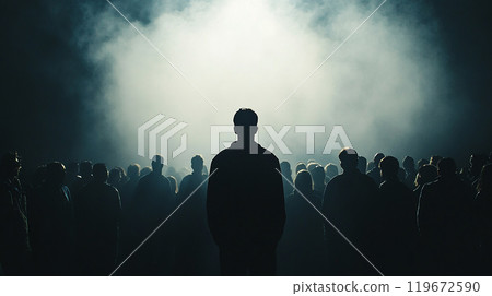 Crowd in the fog 119672590